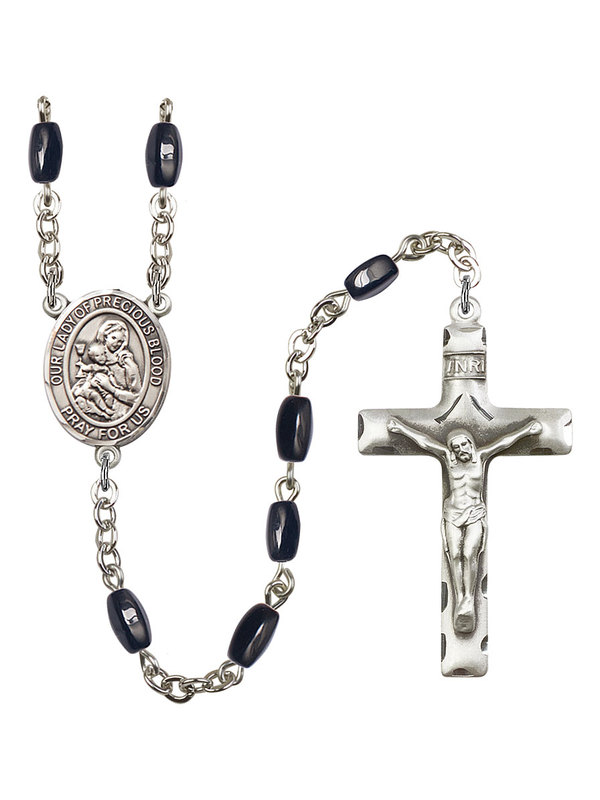 Bonyak Jewelry 18 Inch Rhodium Plated Necklace w/ 6mm Faux-Pearl Beads and Our Lady of The Precious Blood Charm Bonyak Jewelry 18 Inch Rhodium Plated Necklace w/ 6mm Faux-Pearl Beads and Our Lady of The Precious Blood Charm